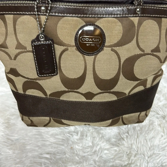 Coach Two Tone Signature Medium Size Tote - Satchel F15112 - Picture 2 of 12